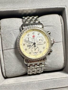 Michele CSX Diamond Chronograph 36mm MOP Diamond Bezel Box & Papers